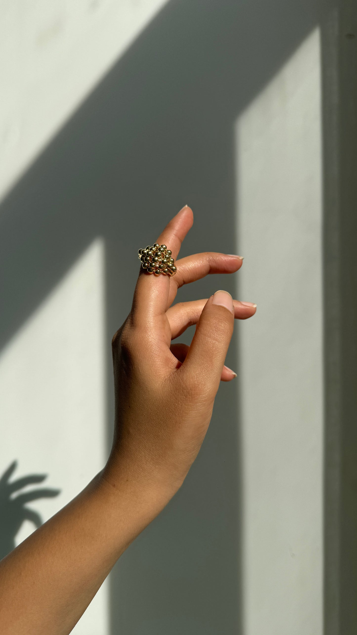 Bead Cluster Adjustable Ring Golden