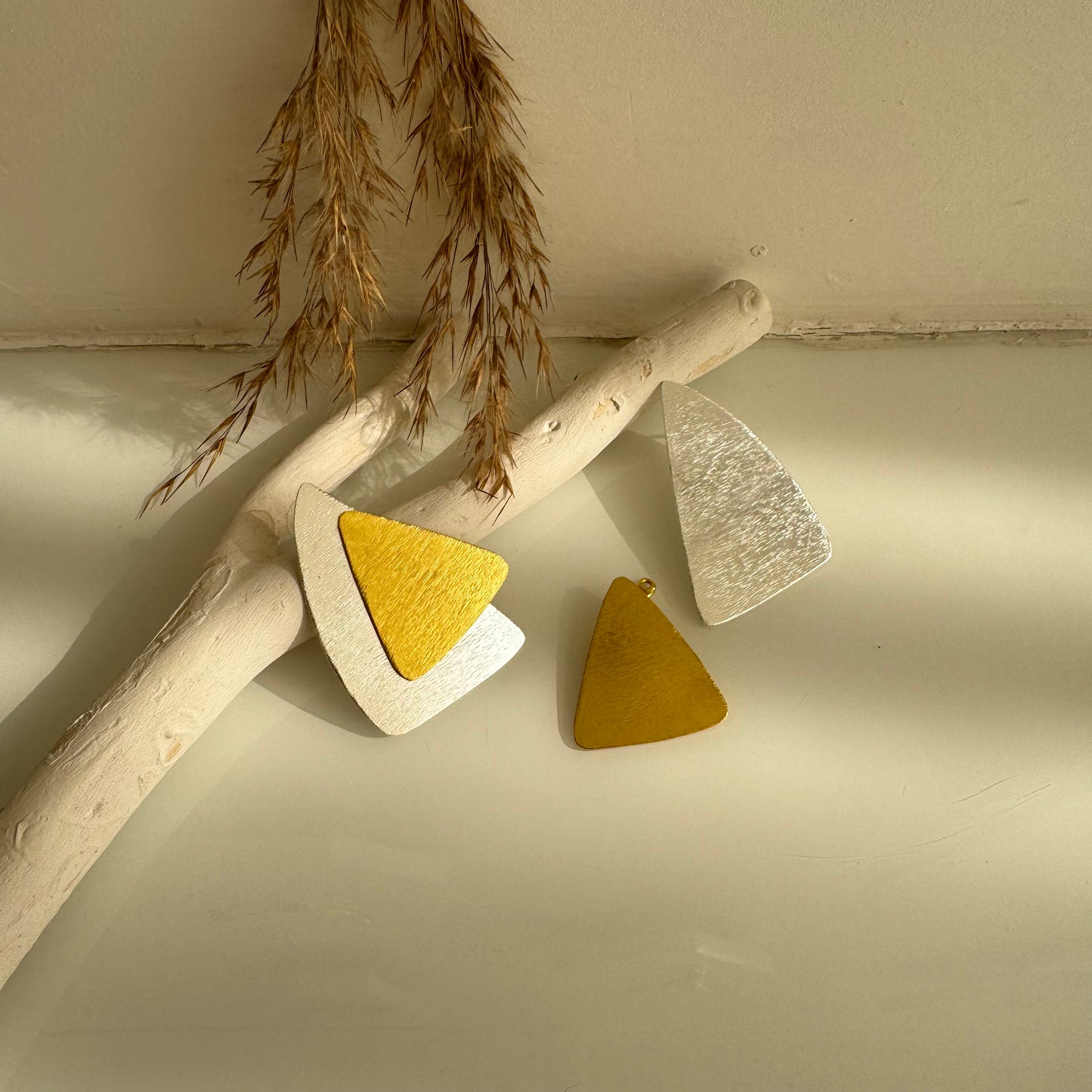 Two Tone Triangle Earrings