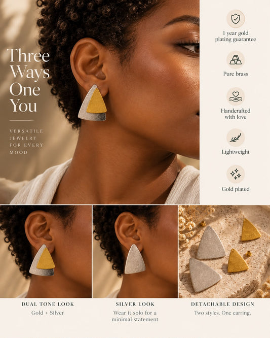 Two Tone Triangle Earrings