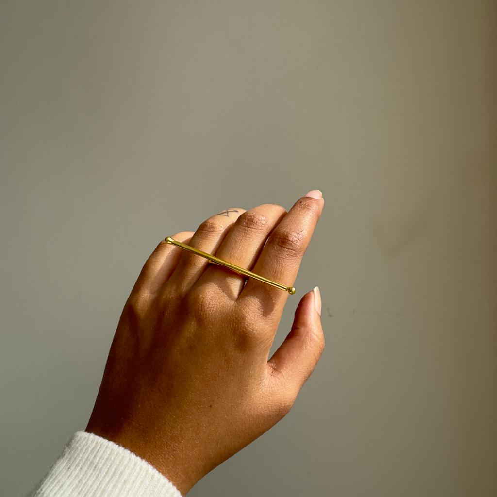 Single Bar Adjustable Ring Golden