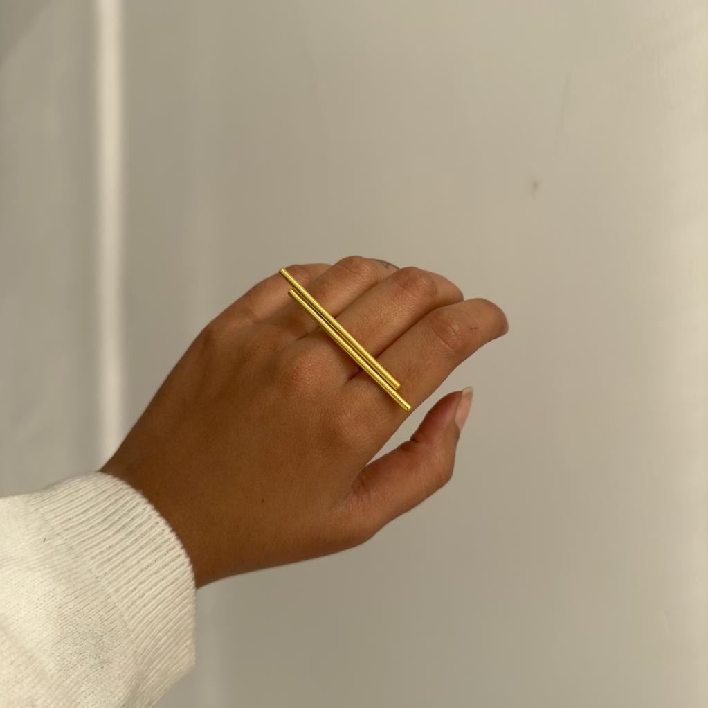 Double Bar Adjustable Ring Golden