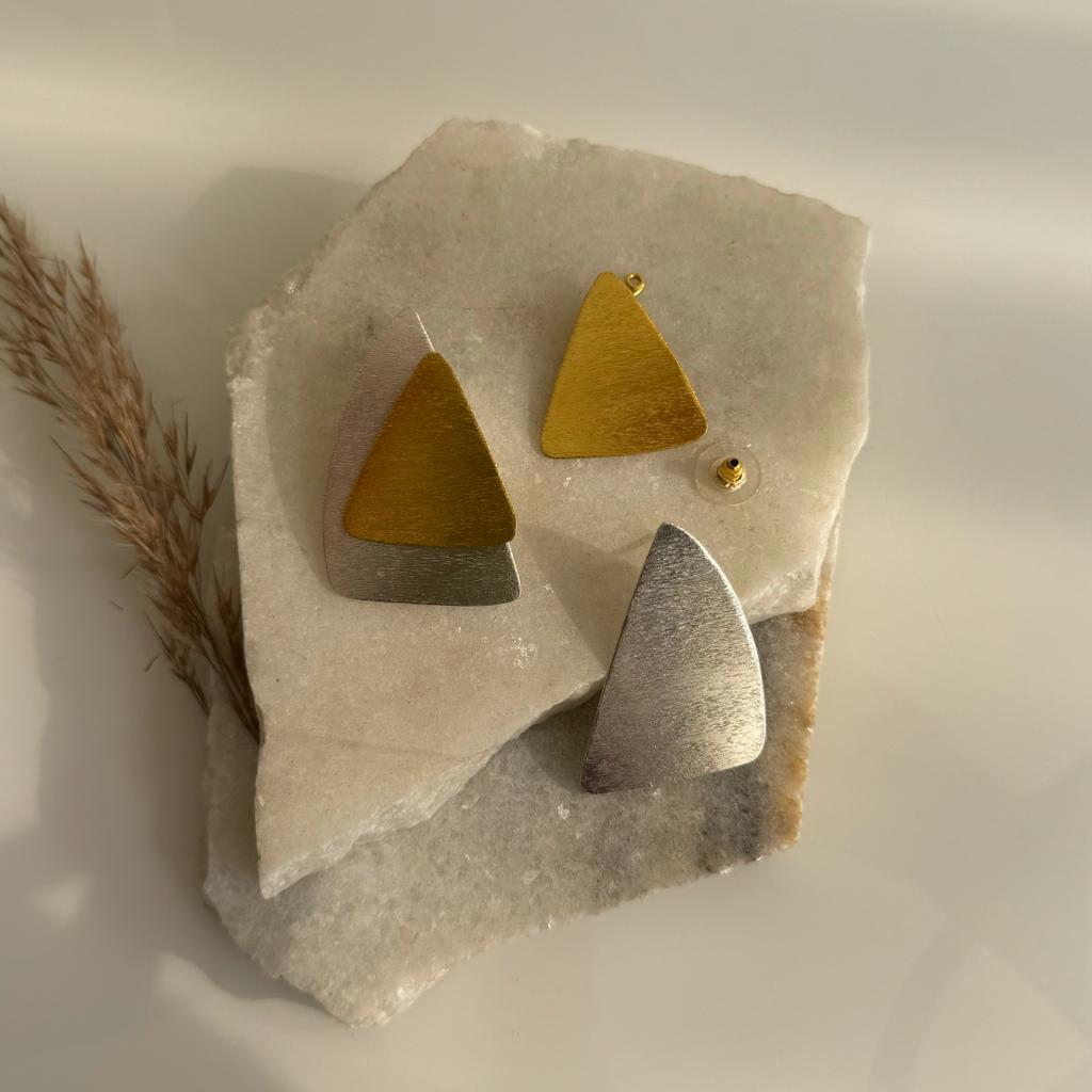 Two Tone Triangle Earrings