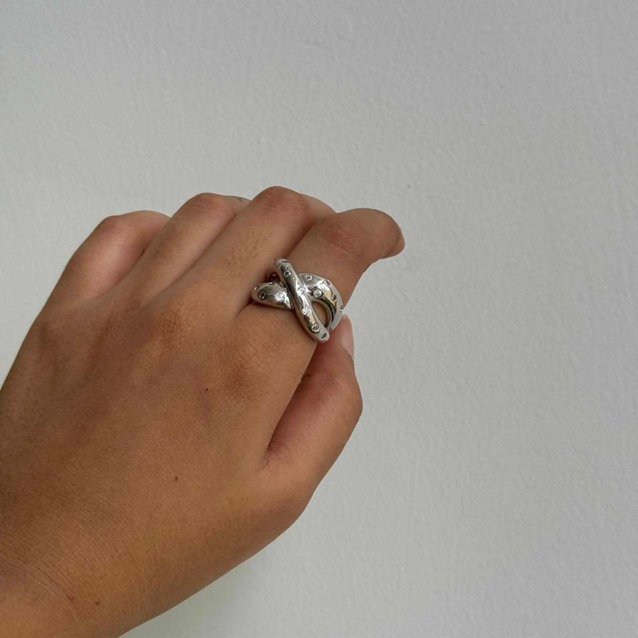 Infinity Knot Adjustable Ring Silver