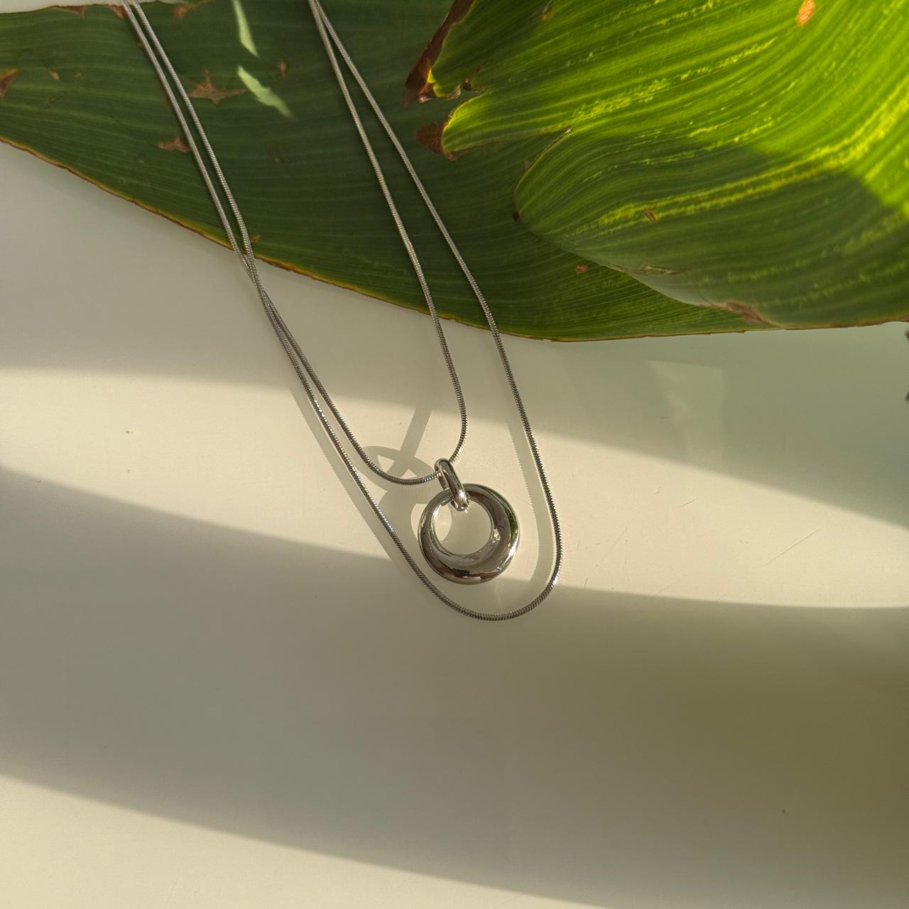 Layered Circle Pendant Silver