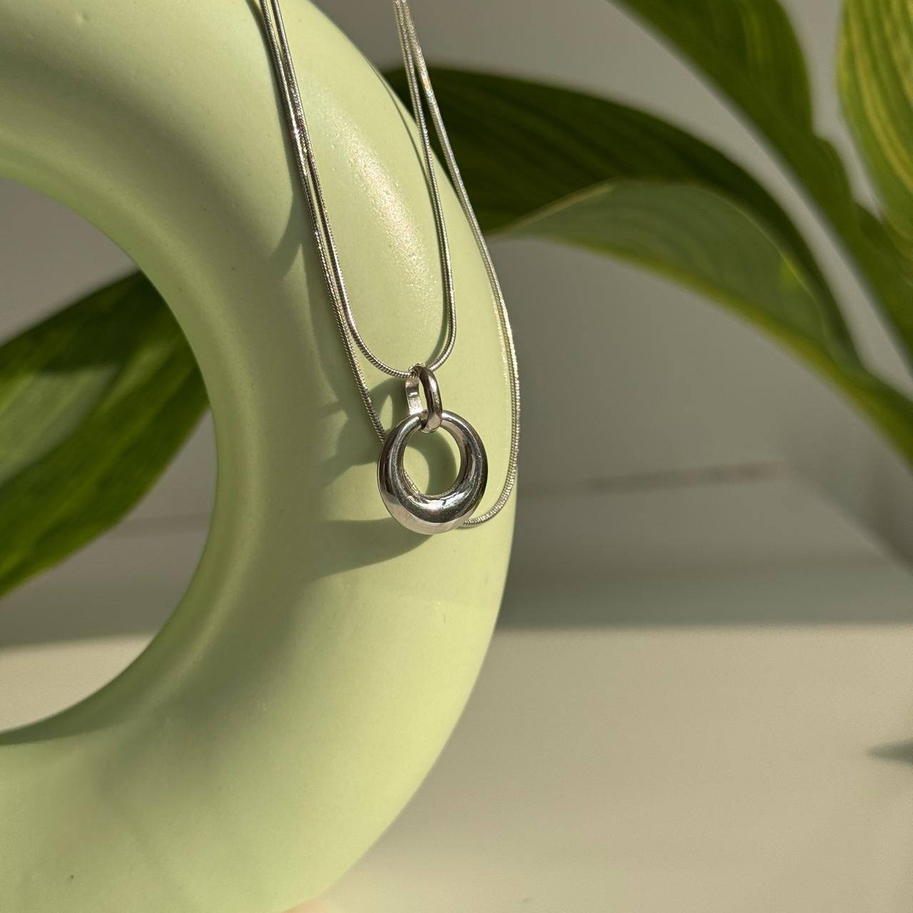 Layered Circle Pendant Silver