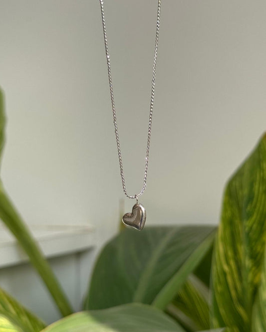 Tilted Heart Pendant Silver