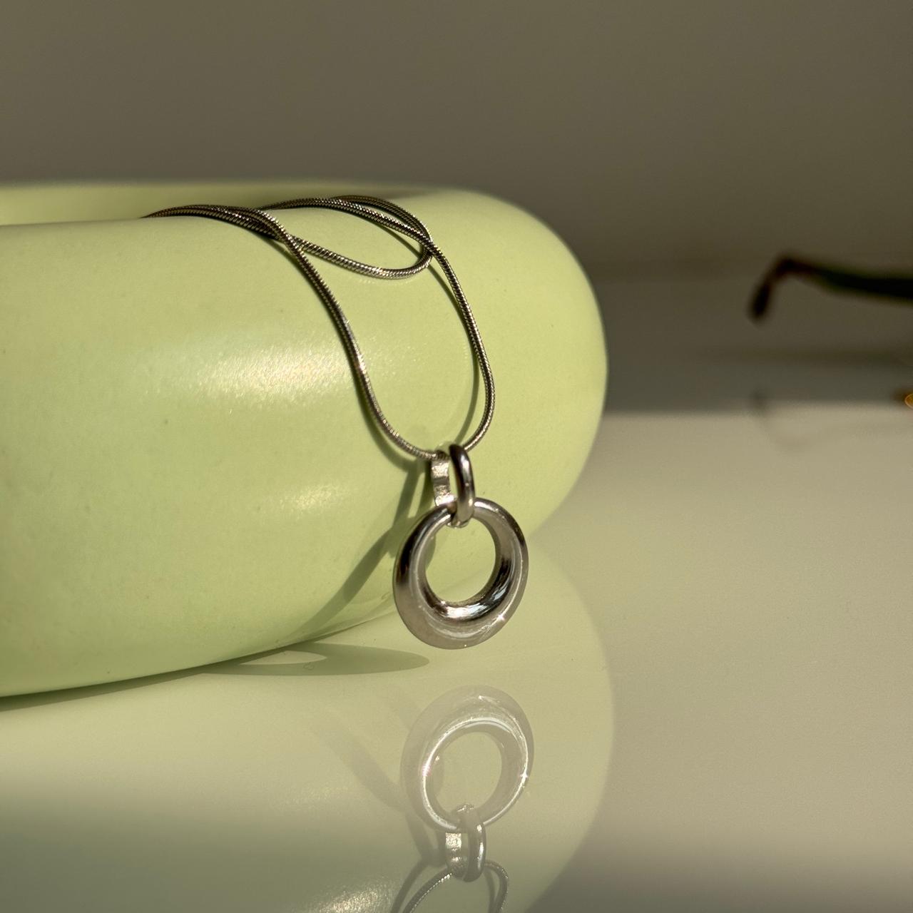 Layered Circle Pendant Silver