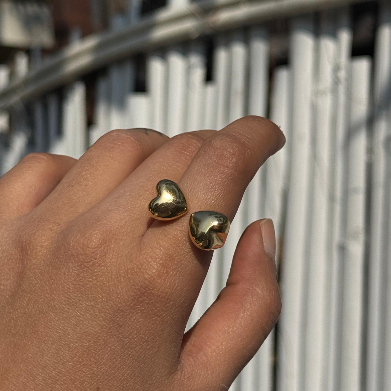Double Heart Adjustable Ring