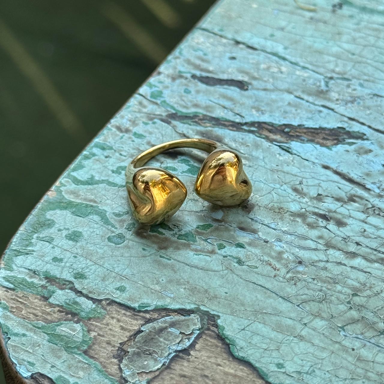 Double Heart Adjustable Ring
