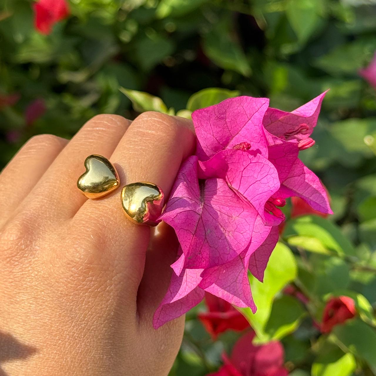 Double Heart Adjustable Ring