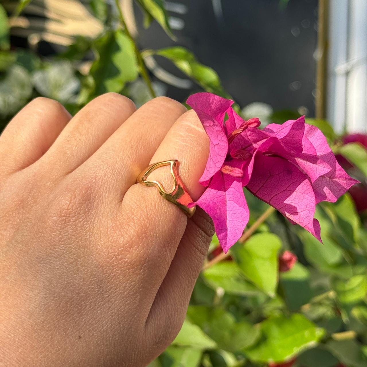 Notch Heart Adjustable Ring