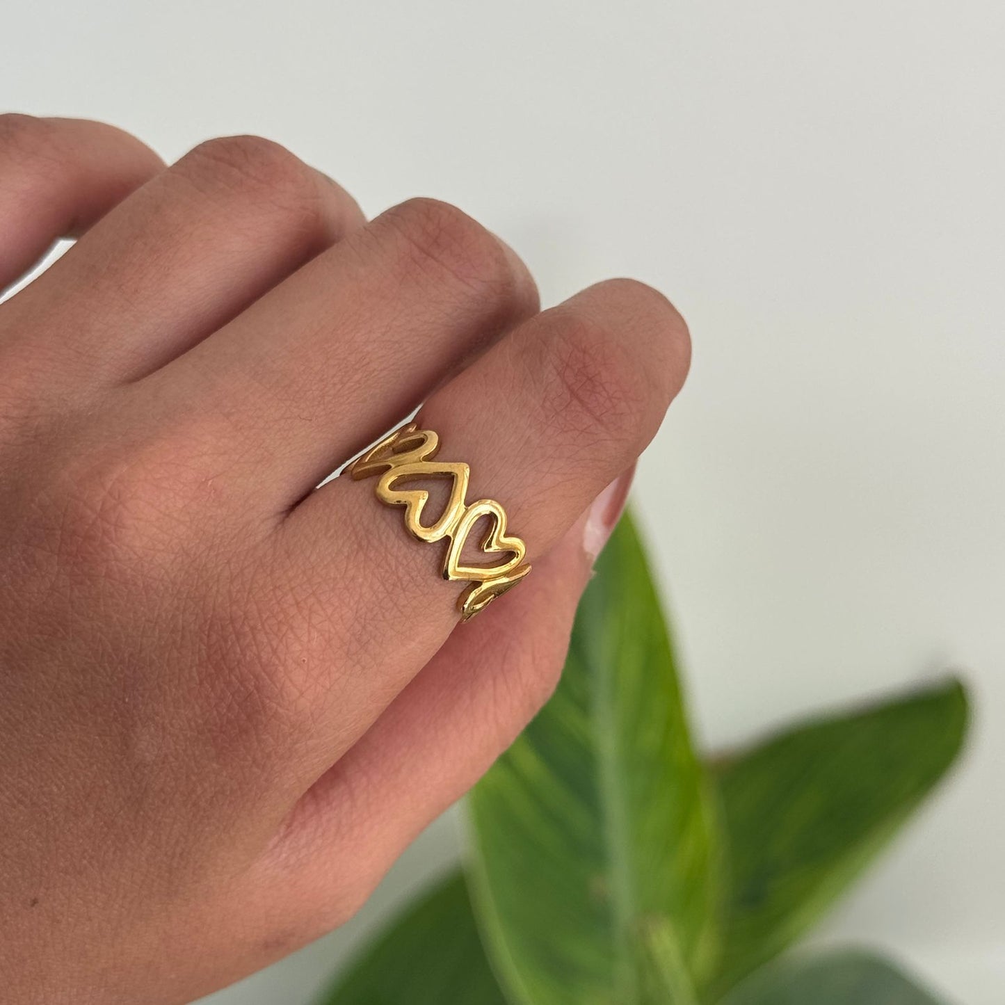 Hollow Heart Adjustable Band Ring
