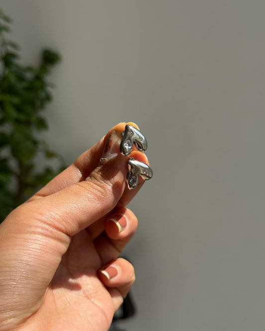 Notch Heart Silver Studs