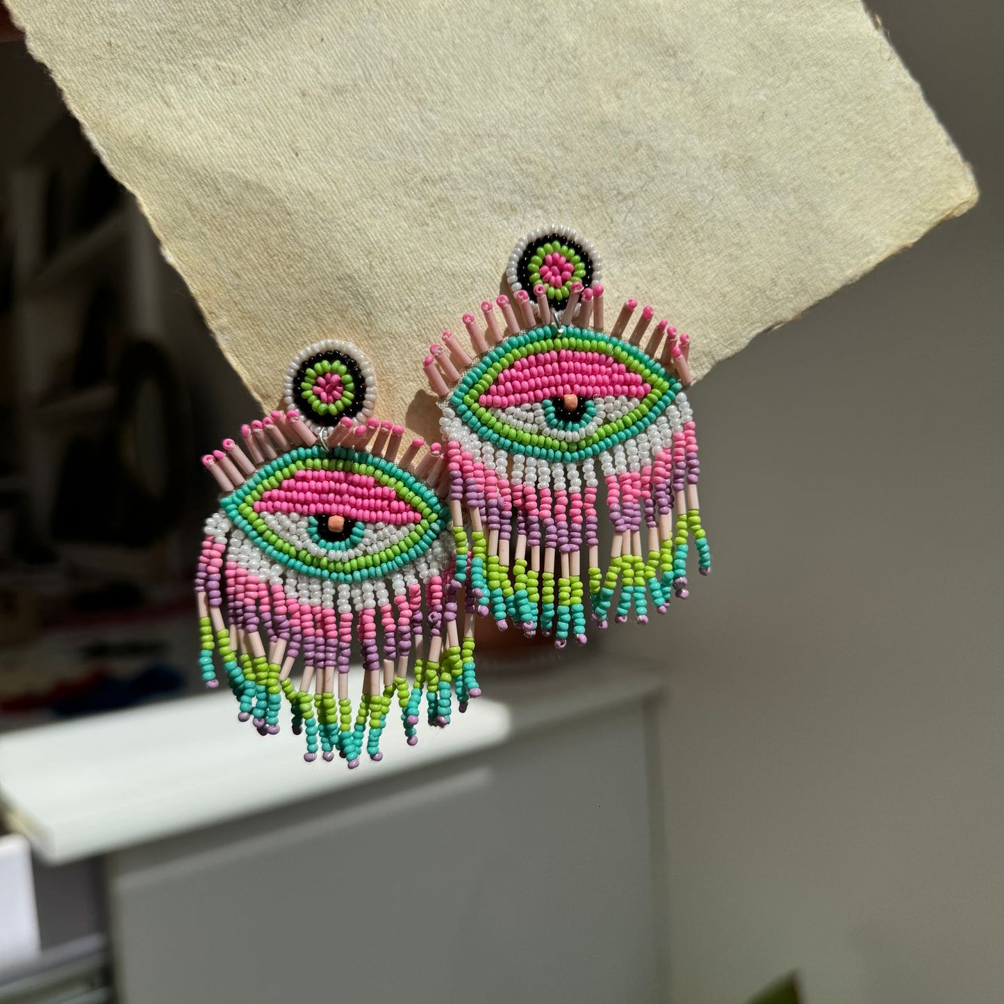 EvilEye Beaded Embroidery Earrings