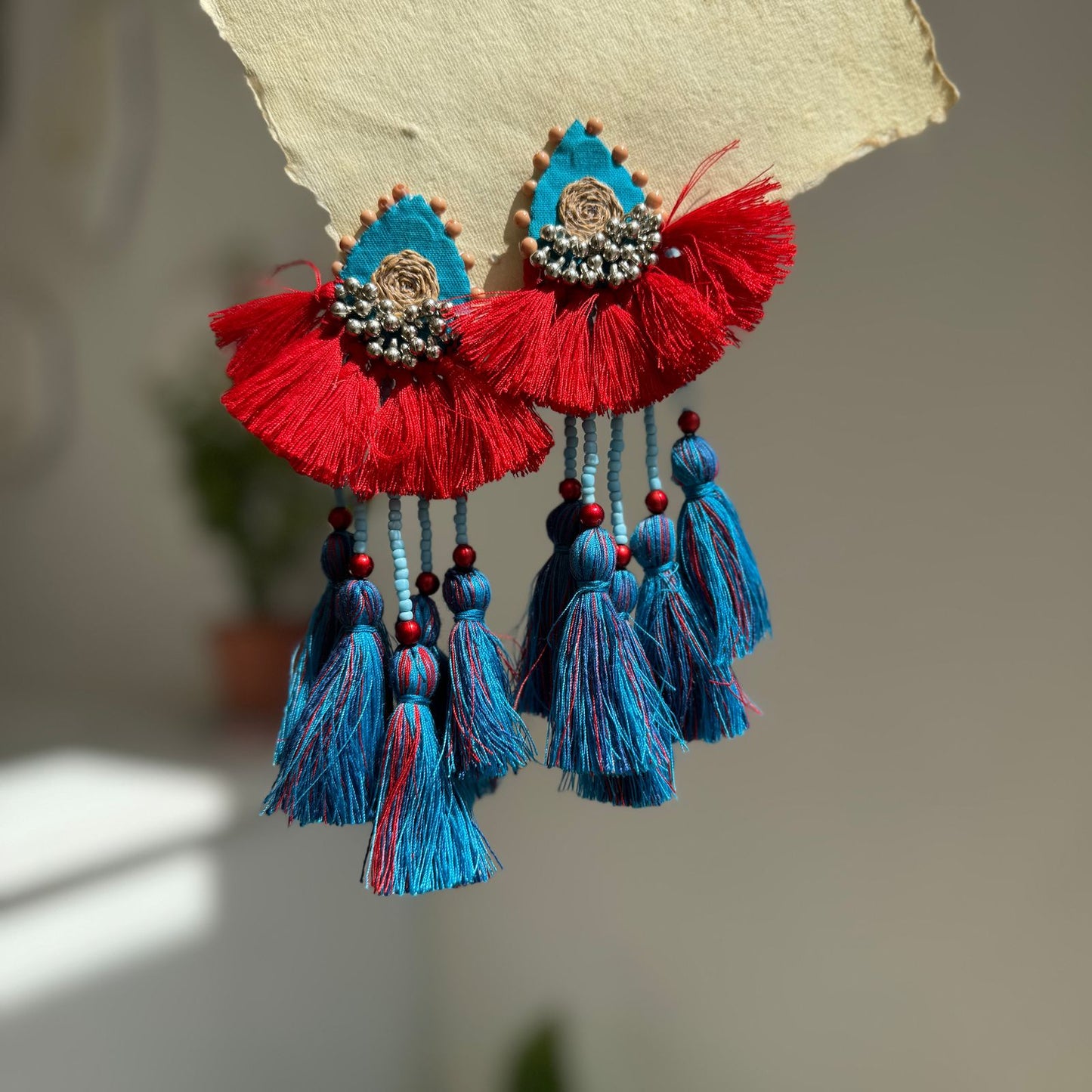Fabric Earrings With Tassle