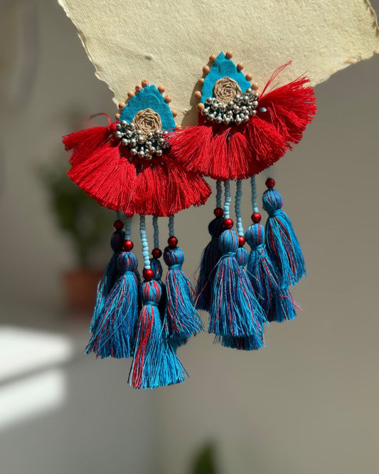 Fabric Earrings With Tassle