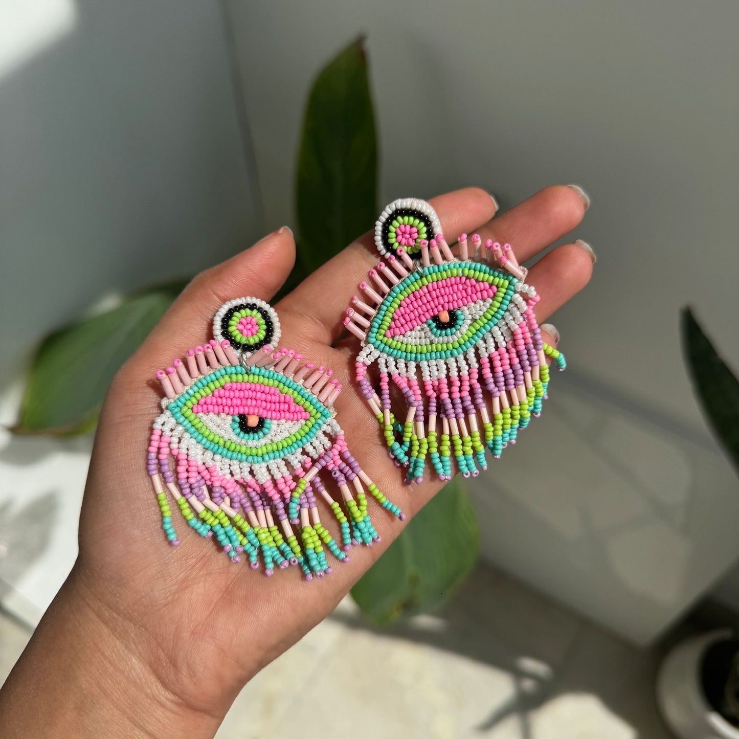 EvilEye Beaded Embroidery Earrings