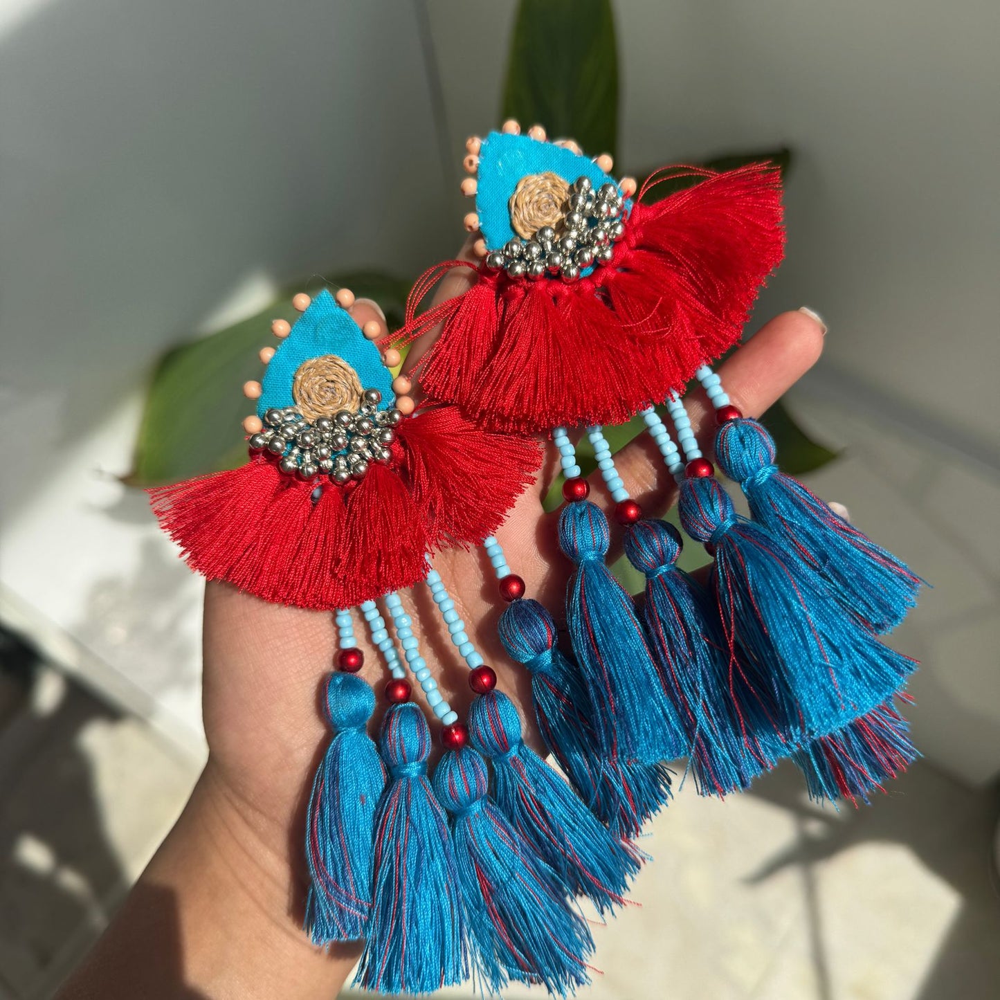 Fabric Earrings With Tassle
