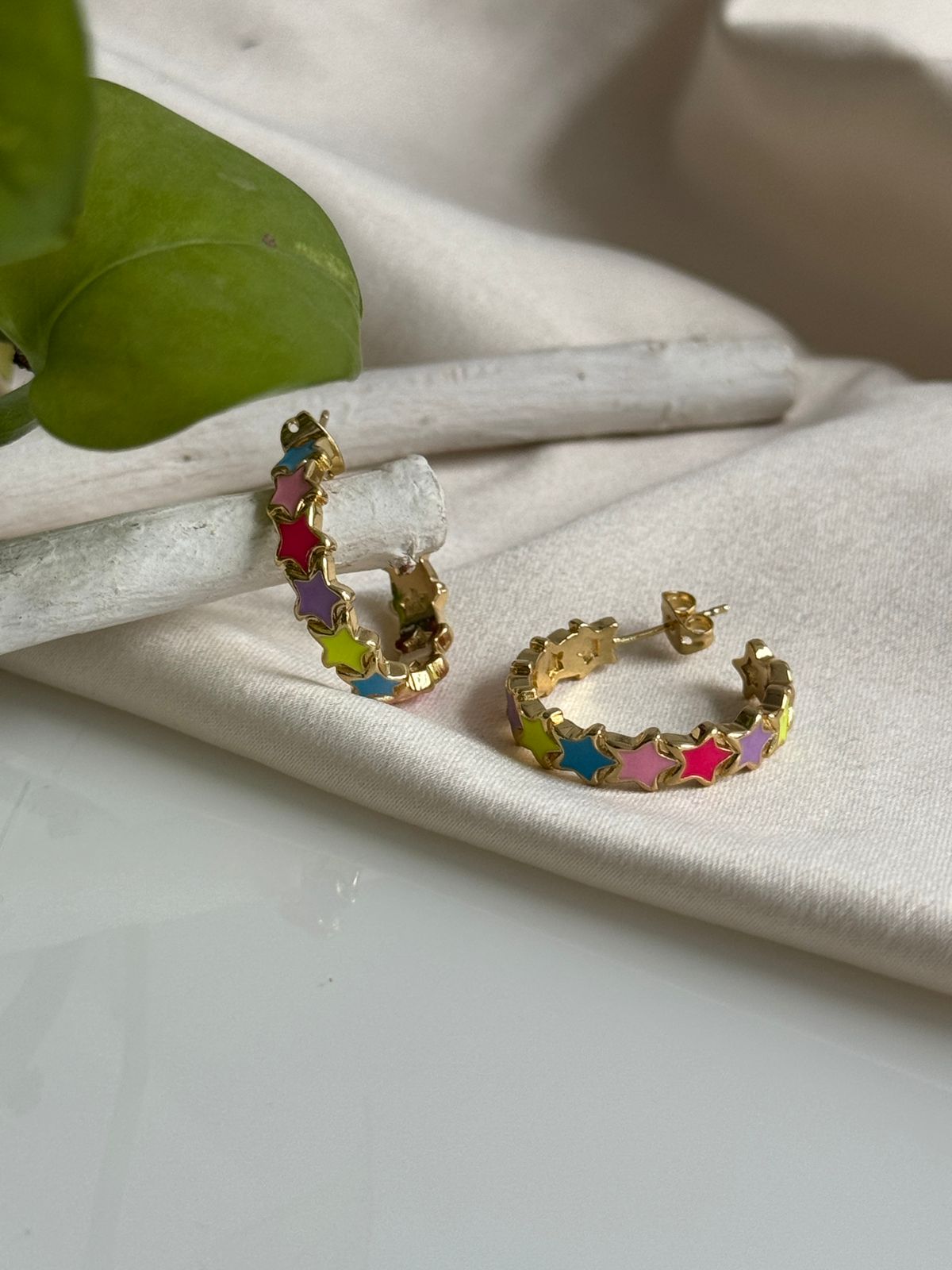 Star Enamel Hoops