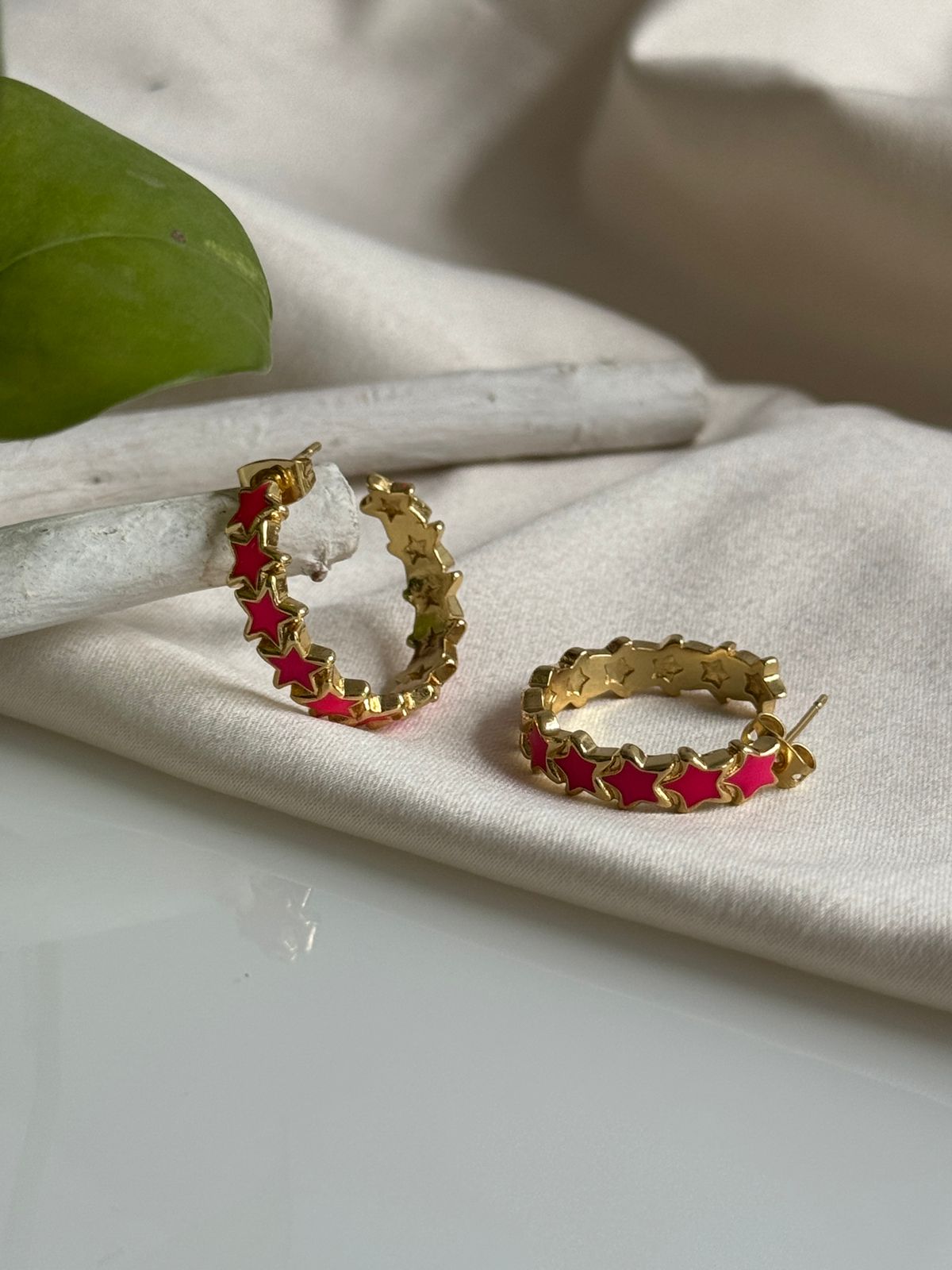 Star Enamel Hoops