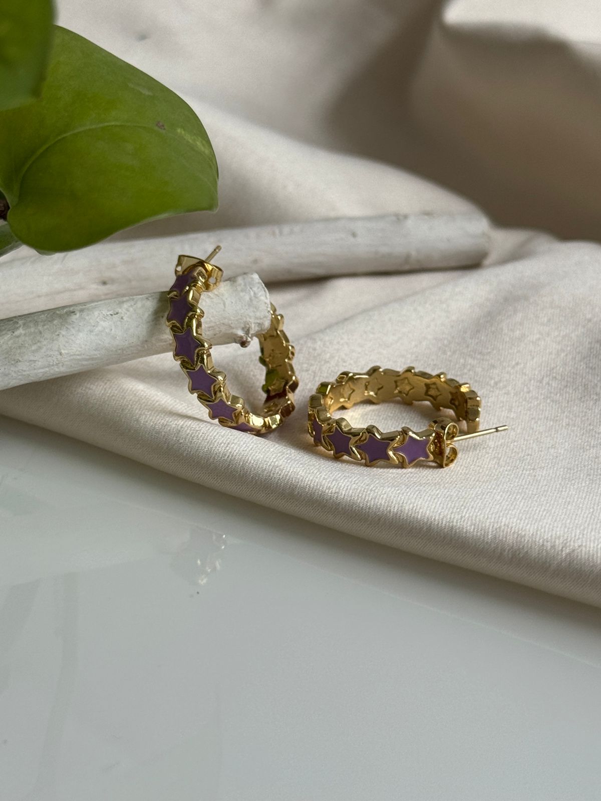 Star Enamel Hoops