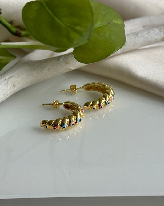 Croissant Evileye Hoops