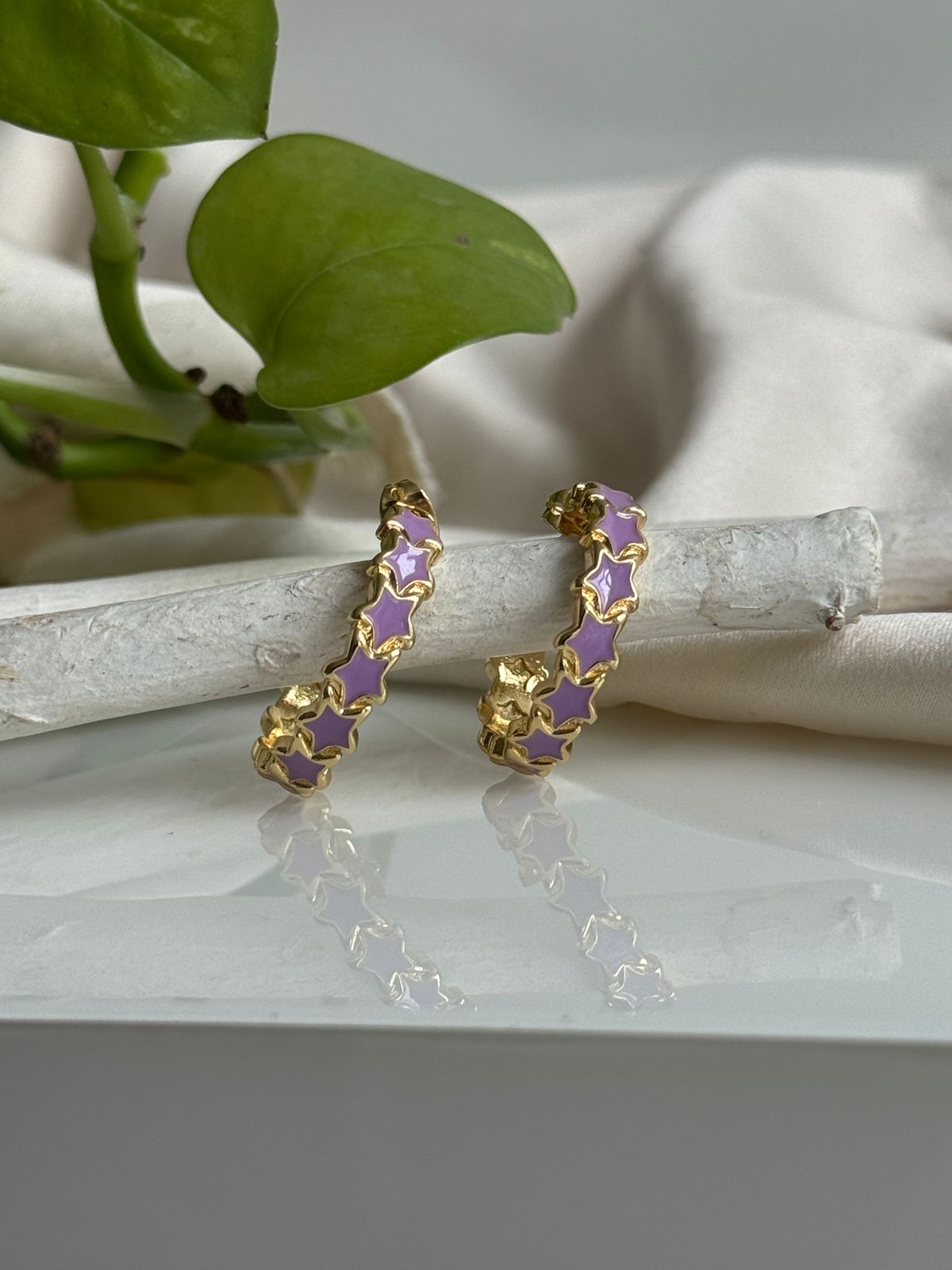 Star Enamel Hoops