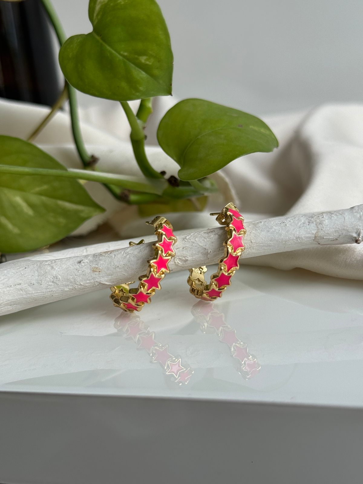 Star Enamel Hoops