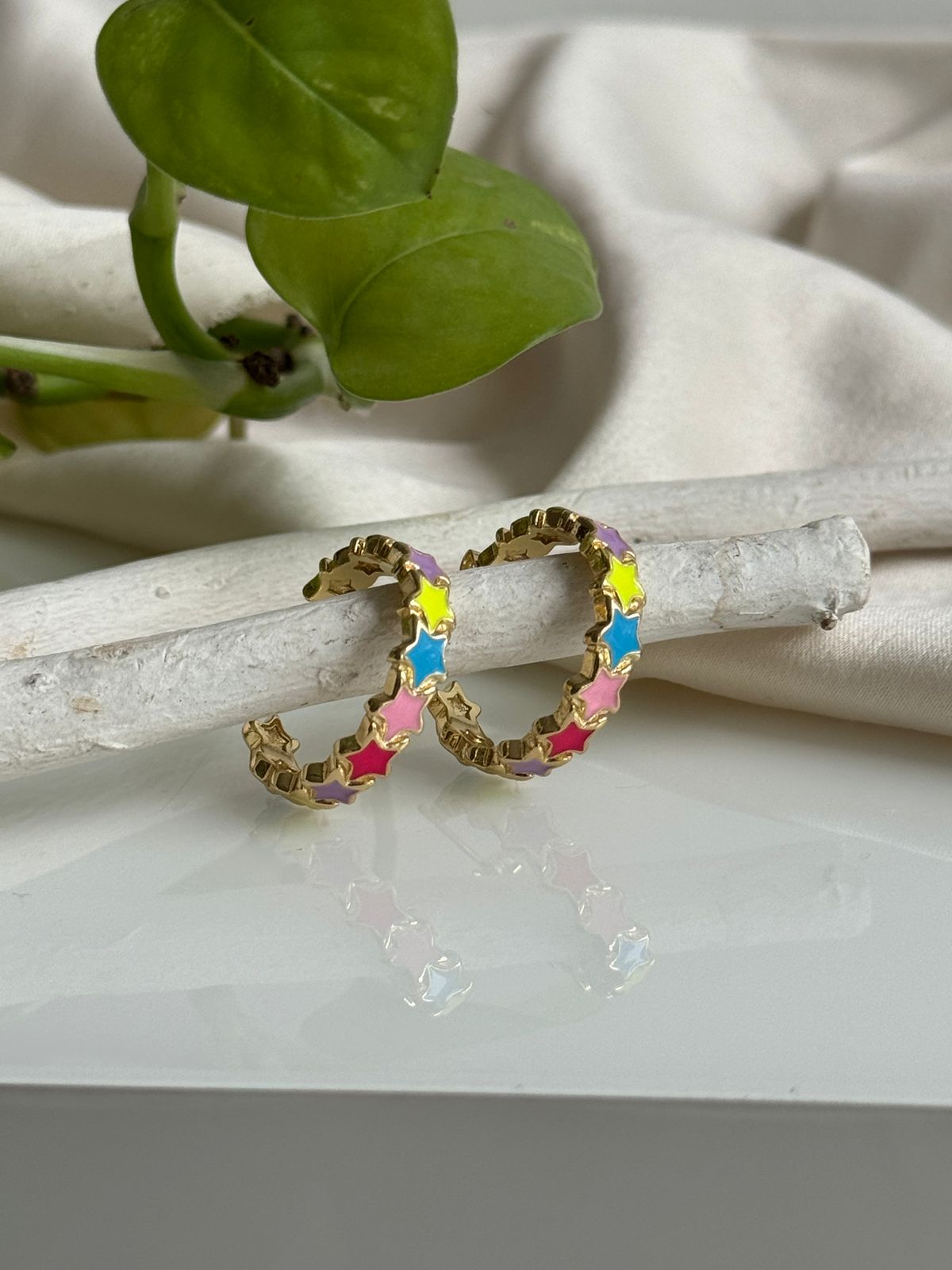 Star Enamel Hoops