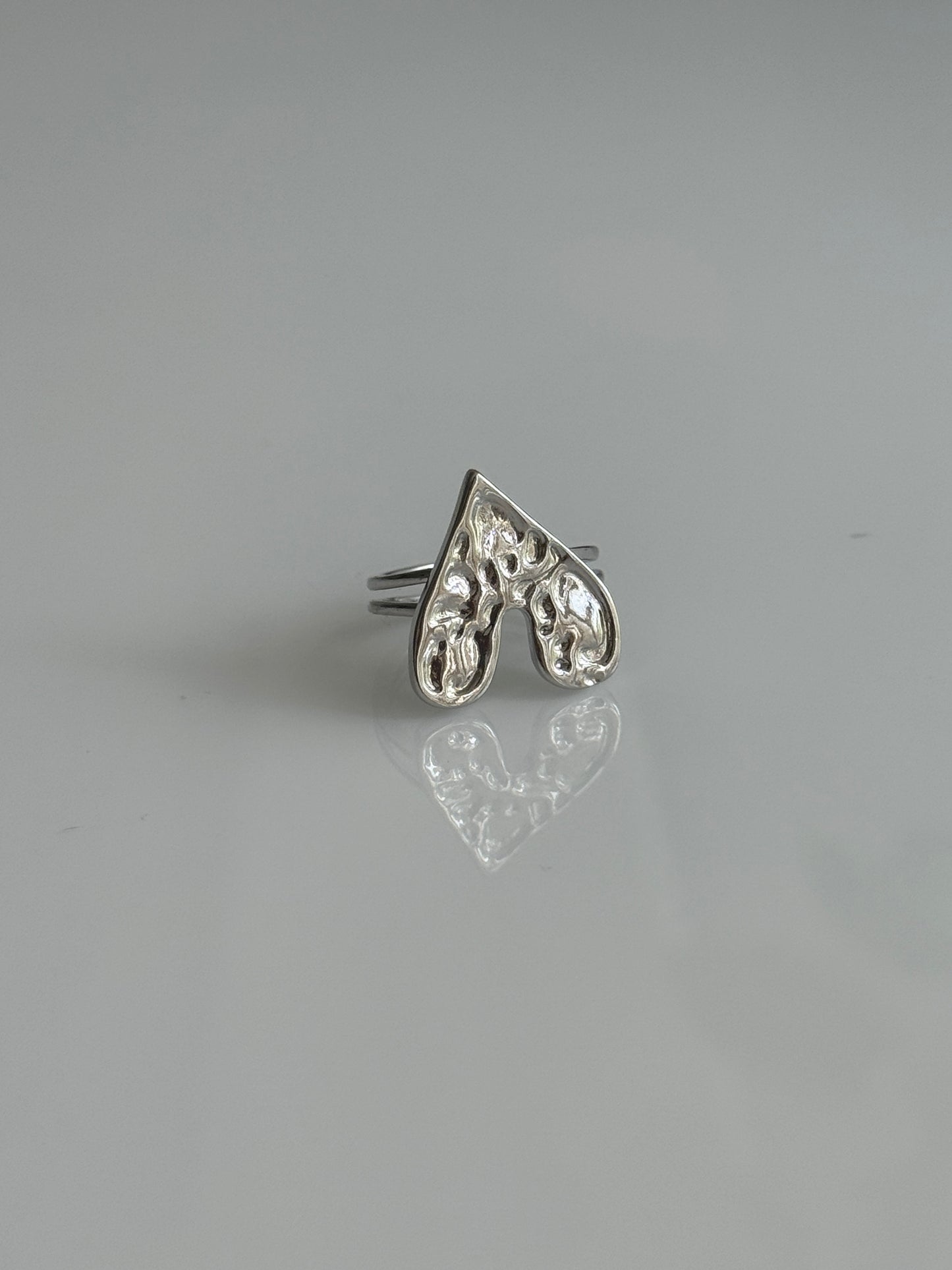 Textured Heart Ring Silver