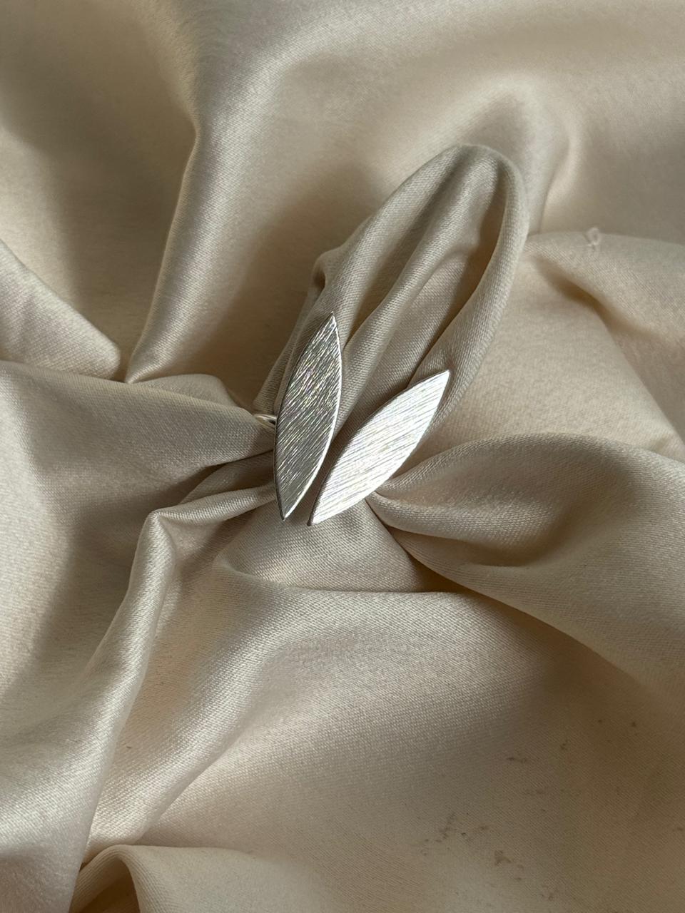 Two Leaf Adjustable Ring Silver