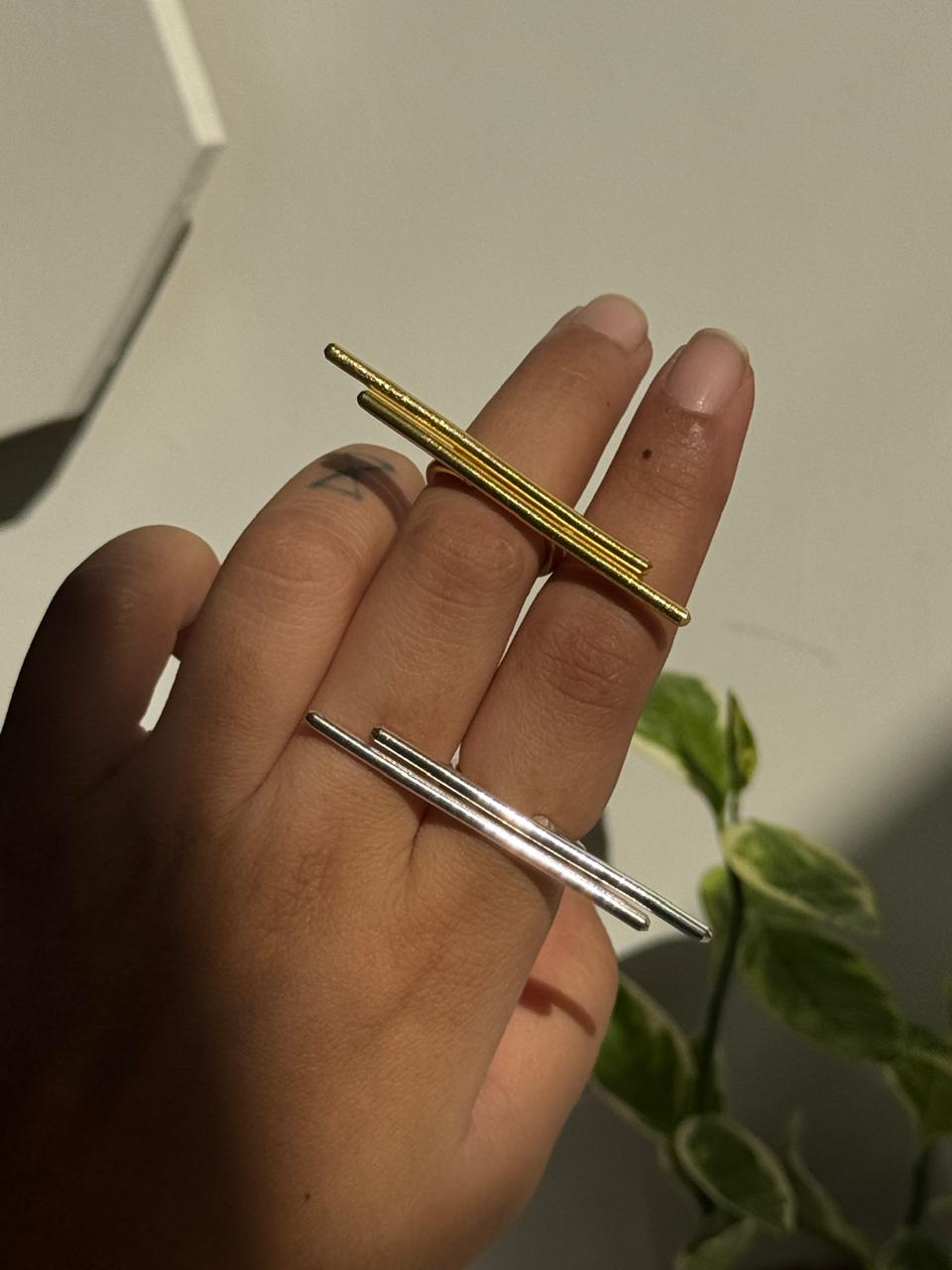 Double Bar Adjustable Ring Duo