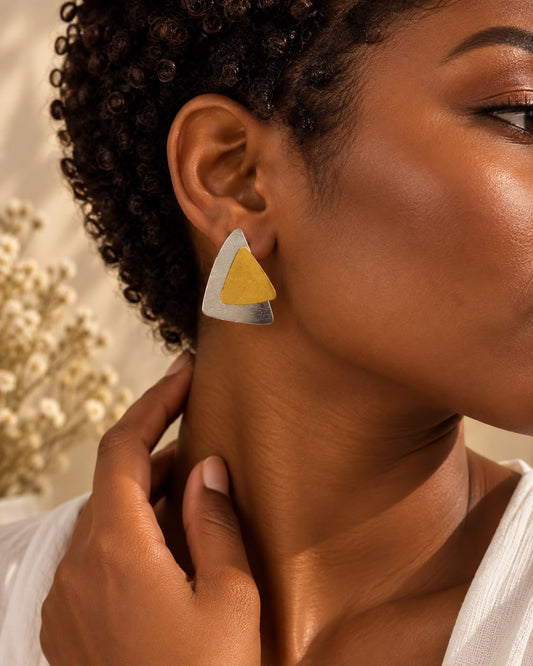 Two Tone Triangle Earrings