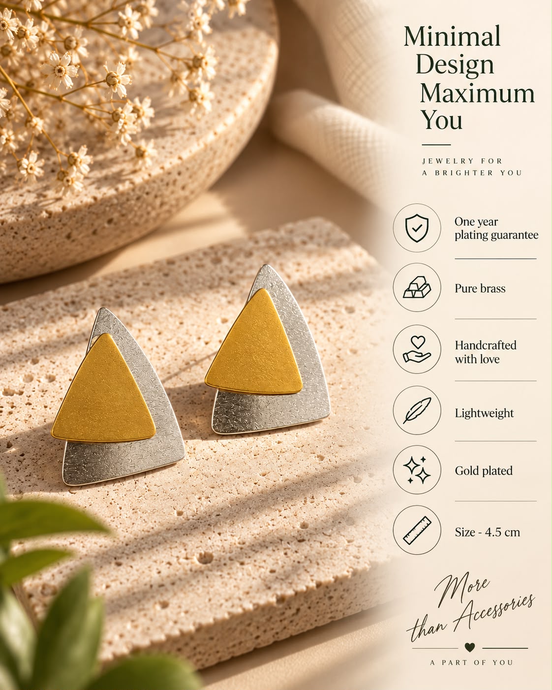 Two Tone Triangle Earrings