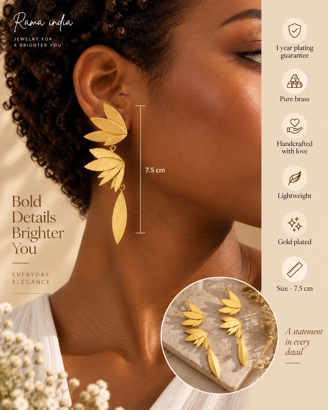 Phoenix Feather  Statement Earrings