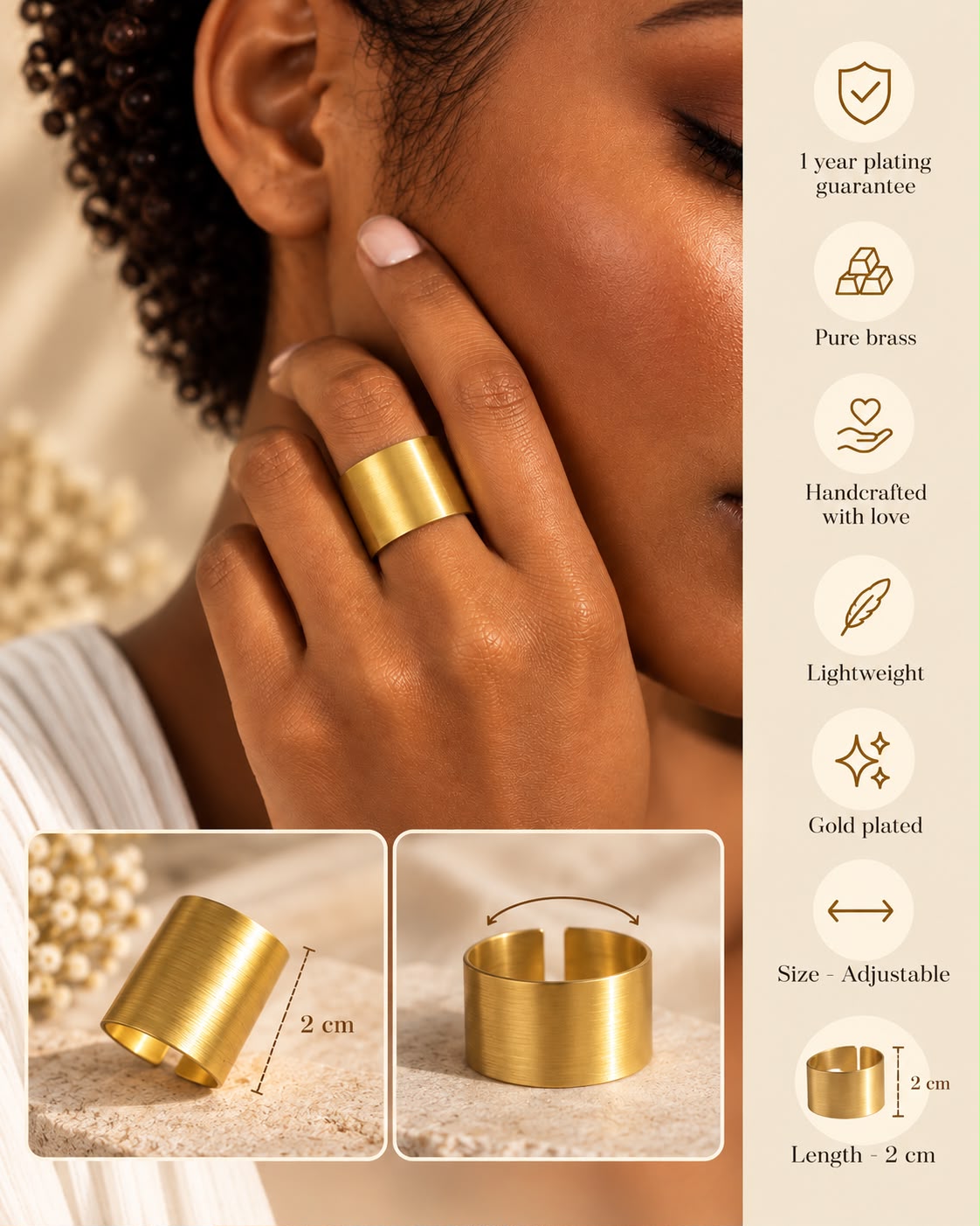 Ditalini Adjustable Band Golden