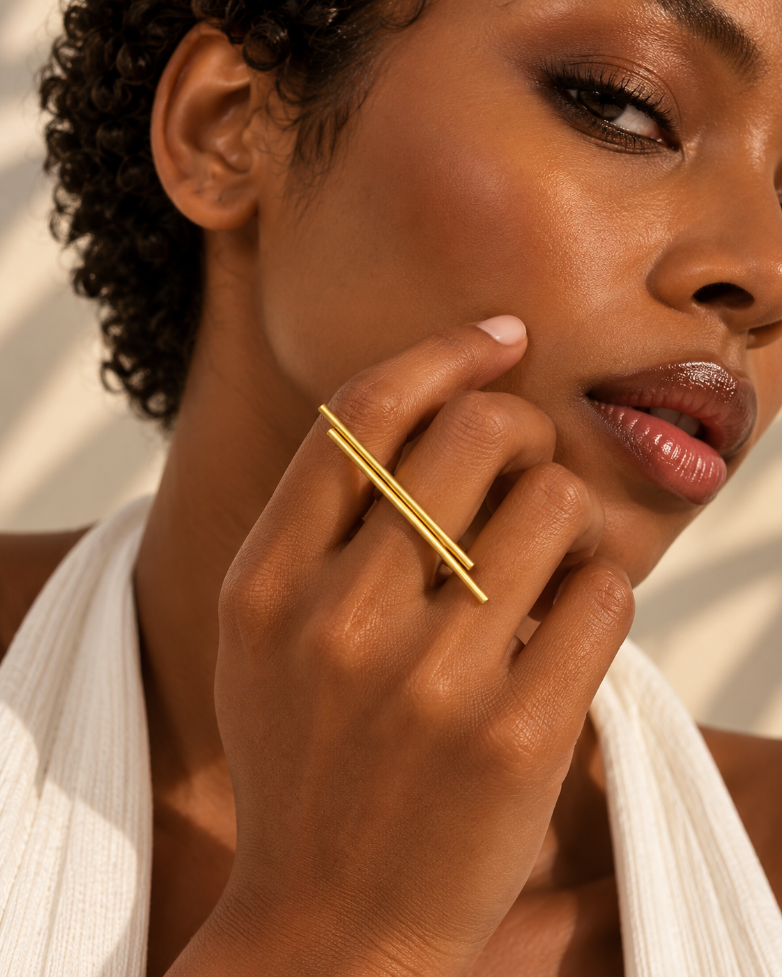 Double Bar Adjustable Ring Golden