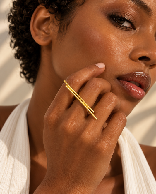 Double Bar Adjustable Ring Golden