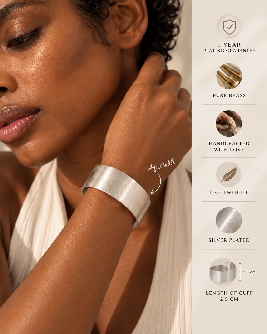 Ditalini Adjustable Cuff Silver