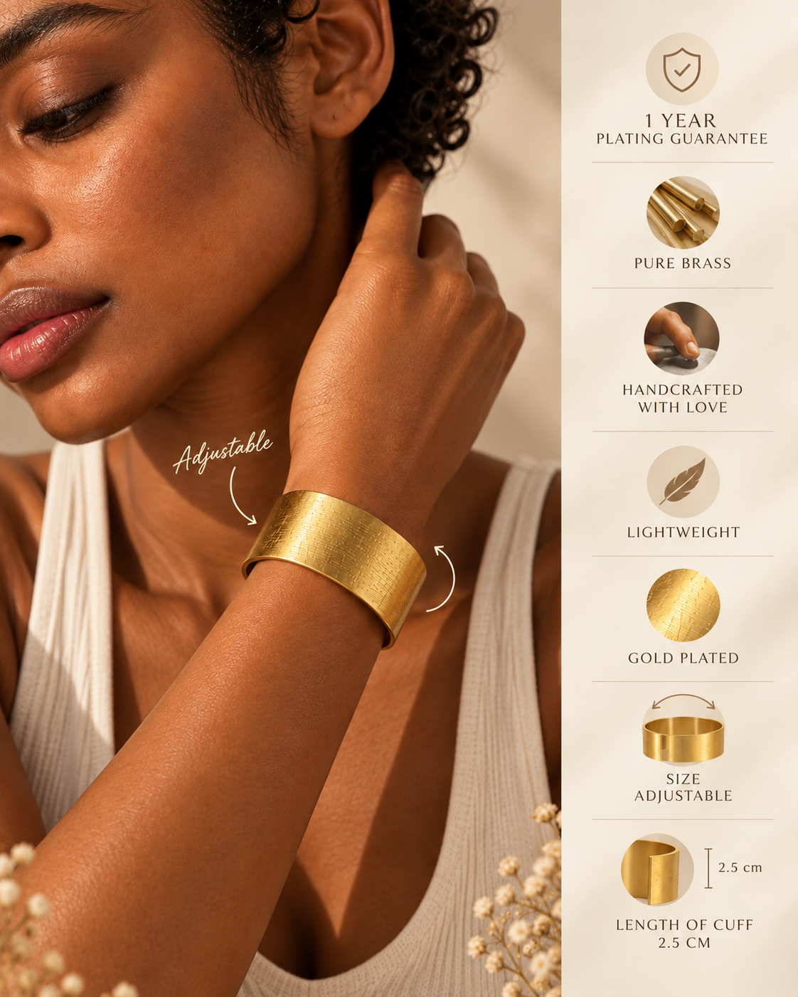 Ditalini Adjustable Cuff Golden