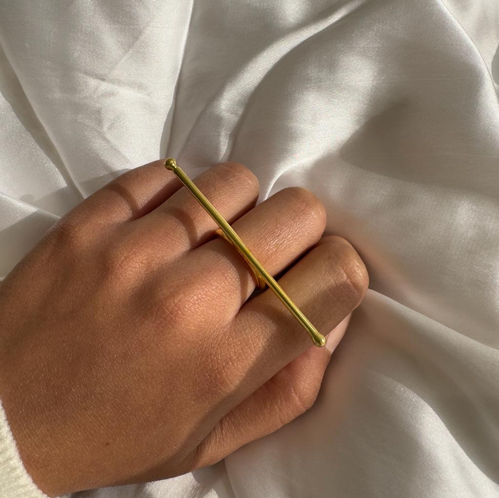 Single Bar Adjustable Ring Golden