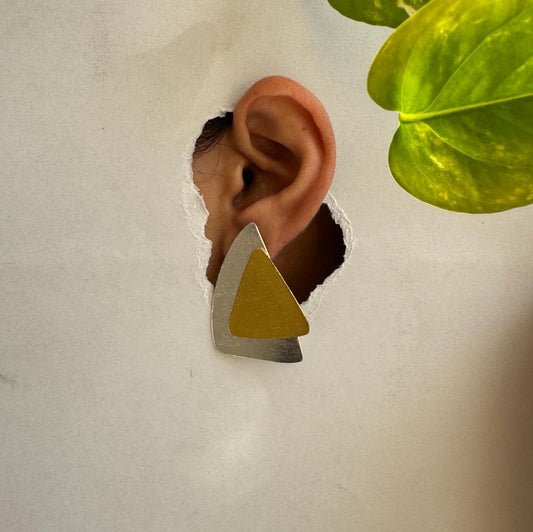 Two Tone Triangle Earrings