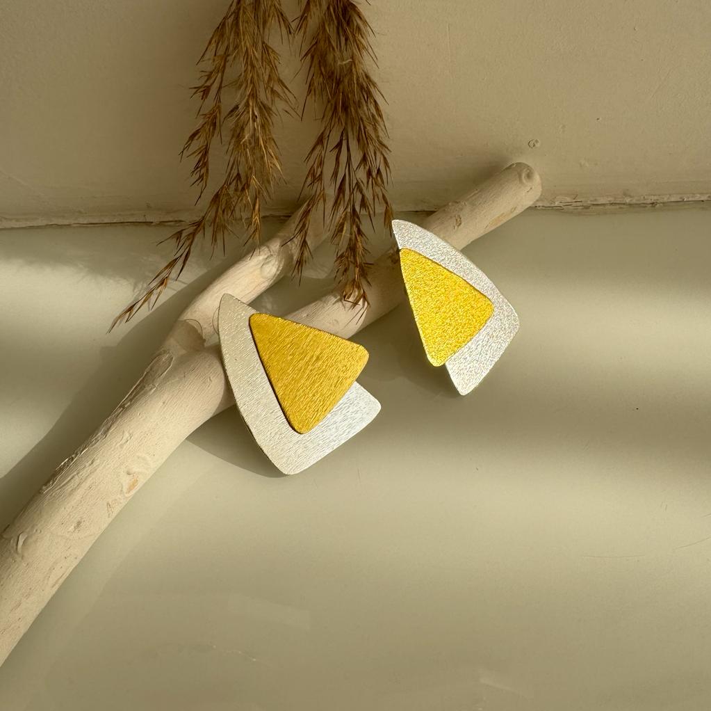Two Tone Triangle Earrings