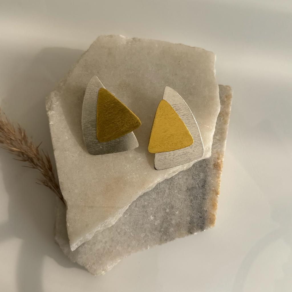 Two Tone Triangle Earrings