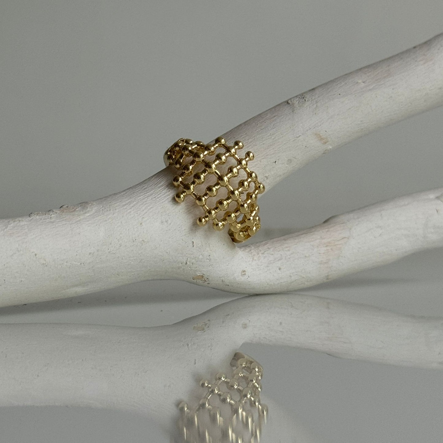 Grid Adjustable Ring Gold