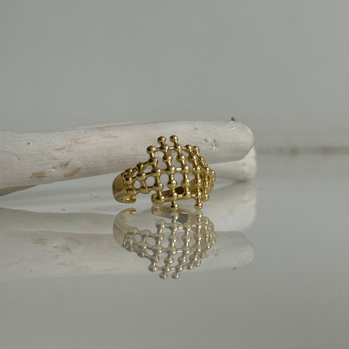Grid Adjustable Ring Gold