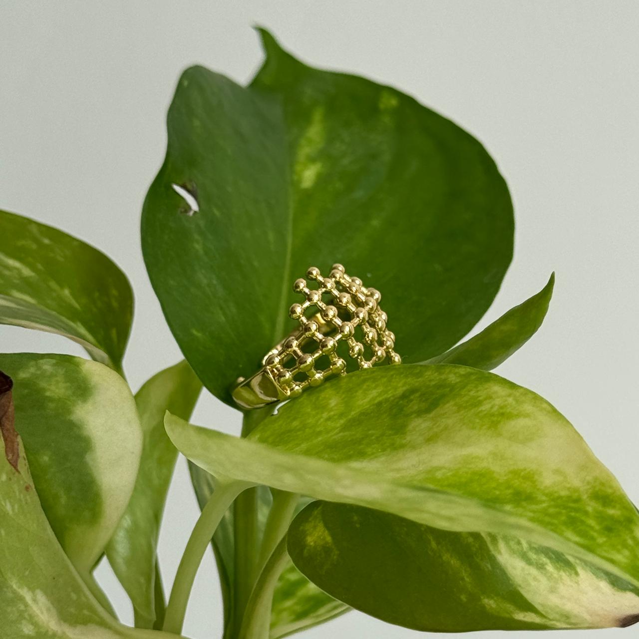 Grid Adjustable Ring Gold