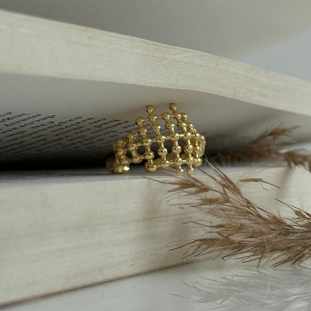 Grid Adjustable Ring Gold