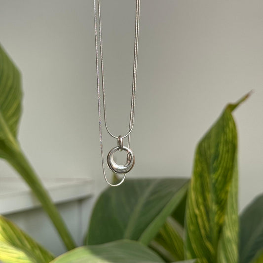 Layered Circle Pendant Silver
