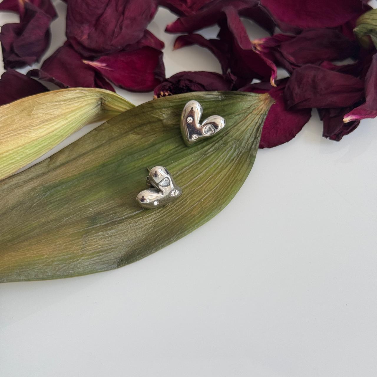 Notch Heart Silver Studs